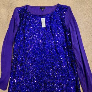Talbots NWT Purple Sequin Top M